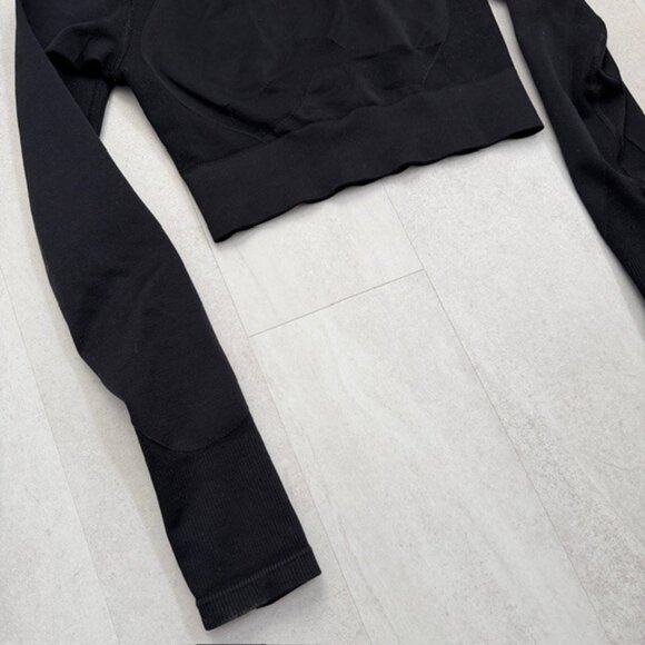 GYMSHARK Flex Sports Keyhole Long Sleeve Crop Top Black XS/Small - Picture 10 of 12